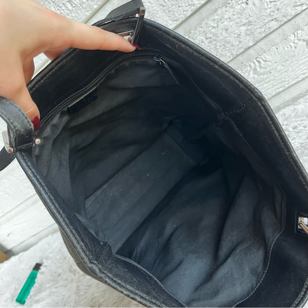 GUCCI Black Monogram Tote Y2K Vintage Shoulder Bag GG Web - Picture 9 of 11